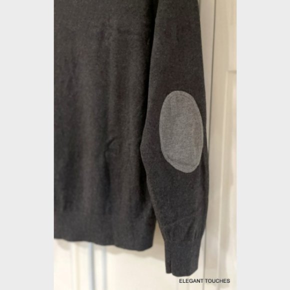 Cremiux Cashmere Knit Sweater Mens L Dark Gray V-Neck Pullover Soft Cotton - Picture 4 of 8